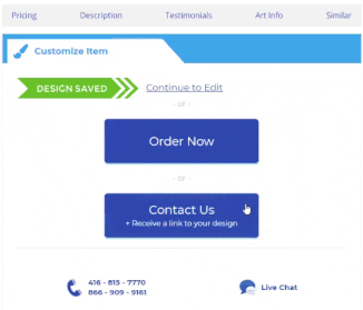 Options after saving a design Options after saving a design